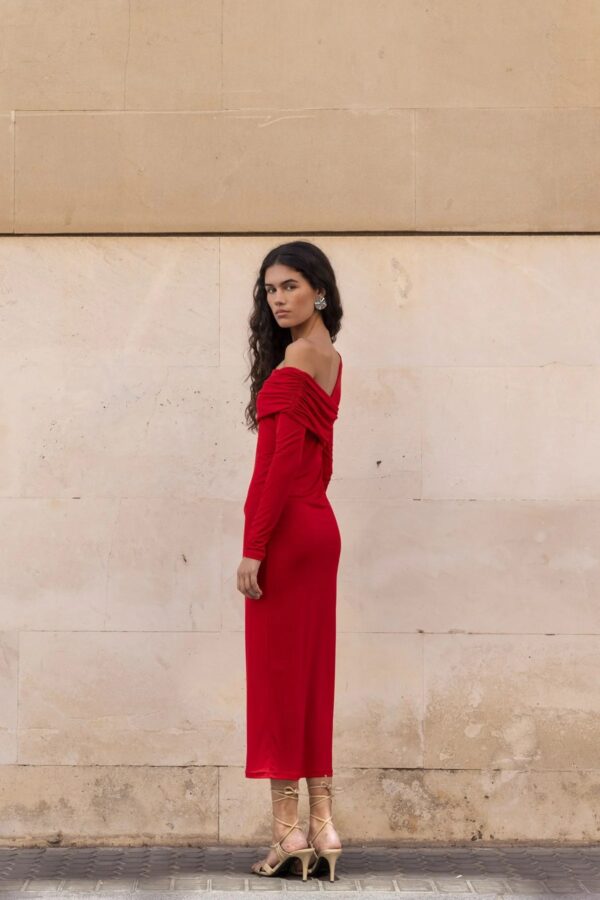 VESTIDO ROJO CARMÍN - Imagen 2