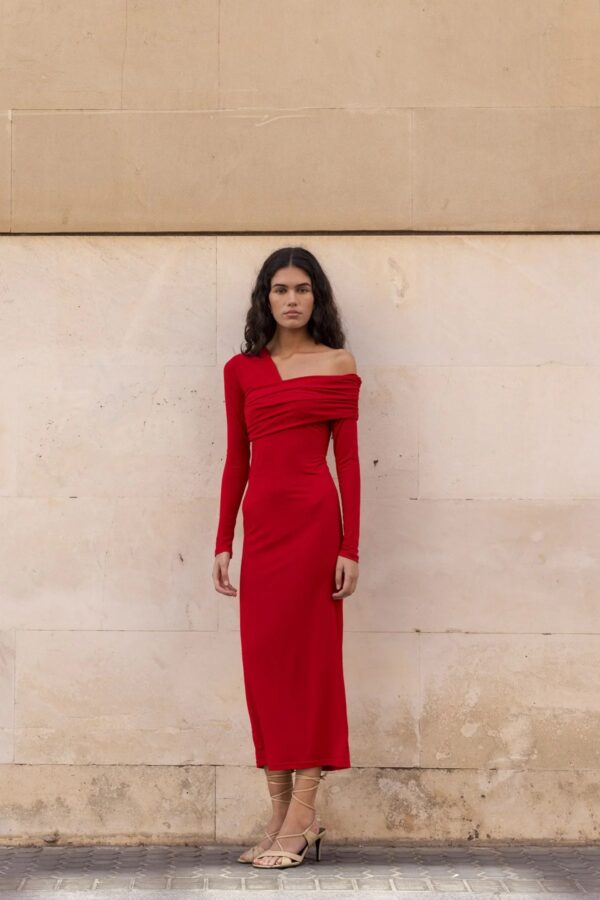 VESTIDO ROJO CARMÍN - Imagen 3