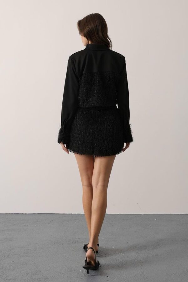 Negro Glam Elegante Bodycon Conjunto - Imagen 3