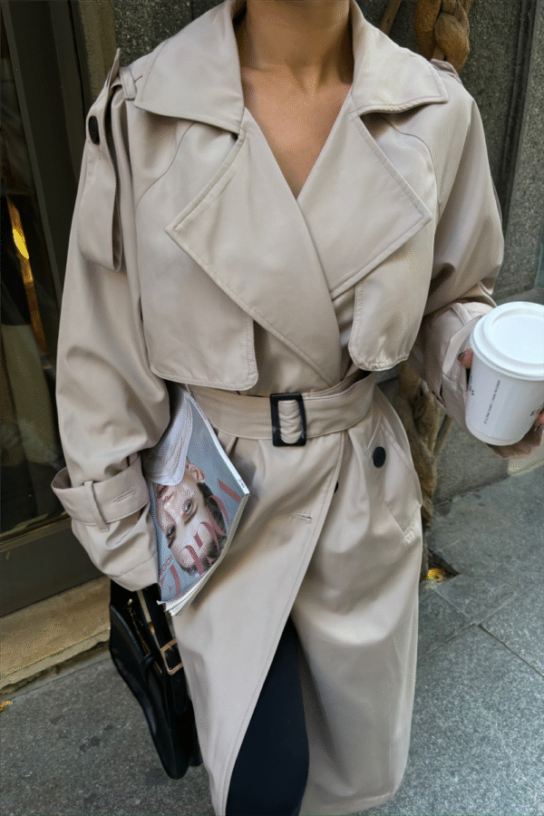Gabardina Beige Doble Envolvente - Imagen 4